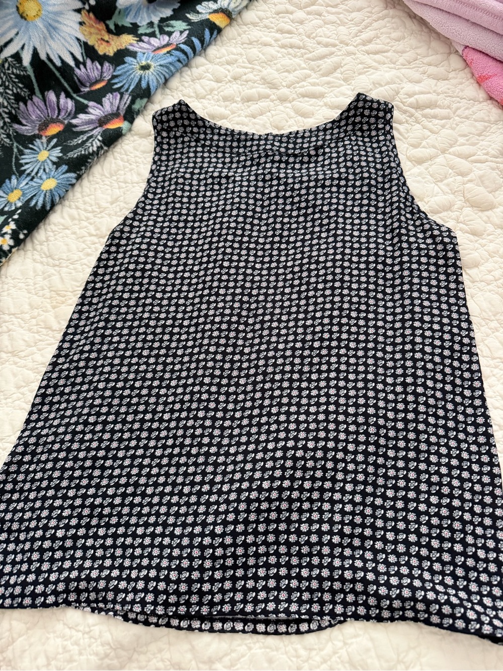 Loft Sleeveless Black & White Dot Print Tank